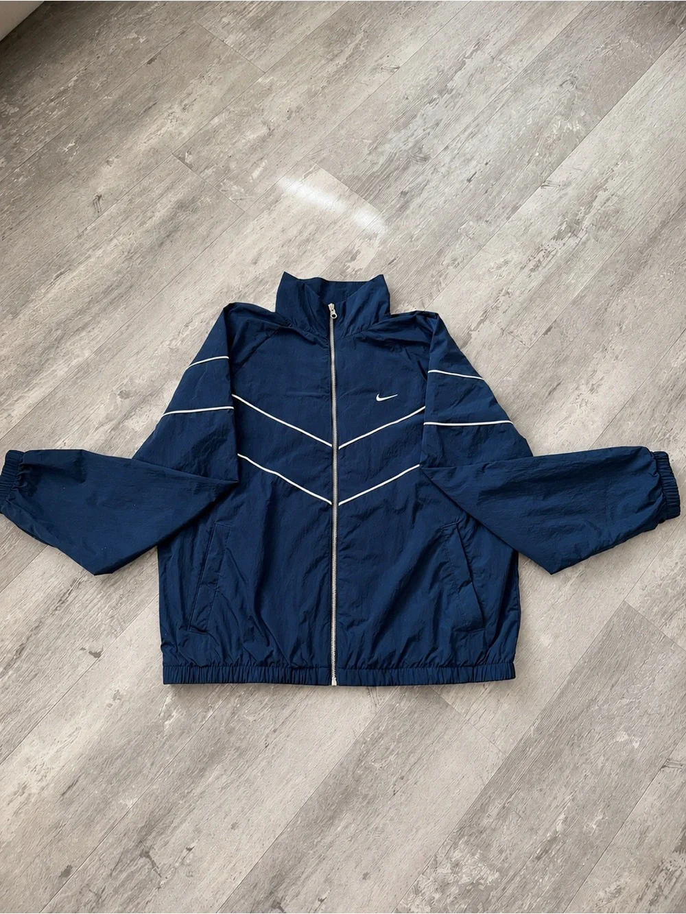 Nike Navy Blue UV windbreaker women’s jacket-retro 90s Style Y2K Sportswear LG